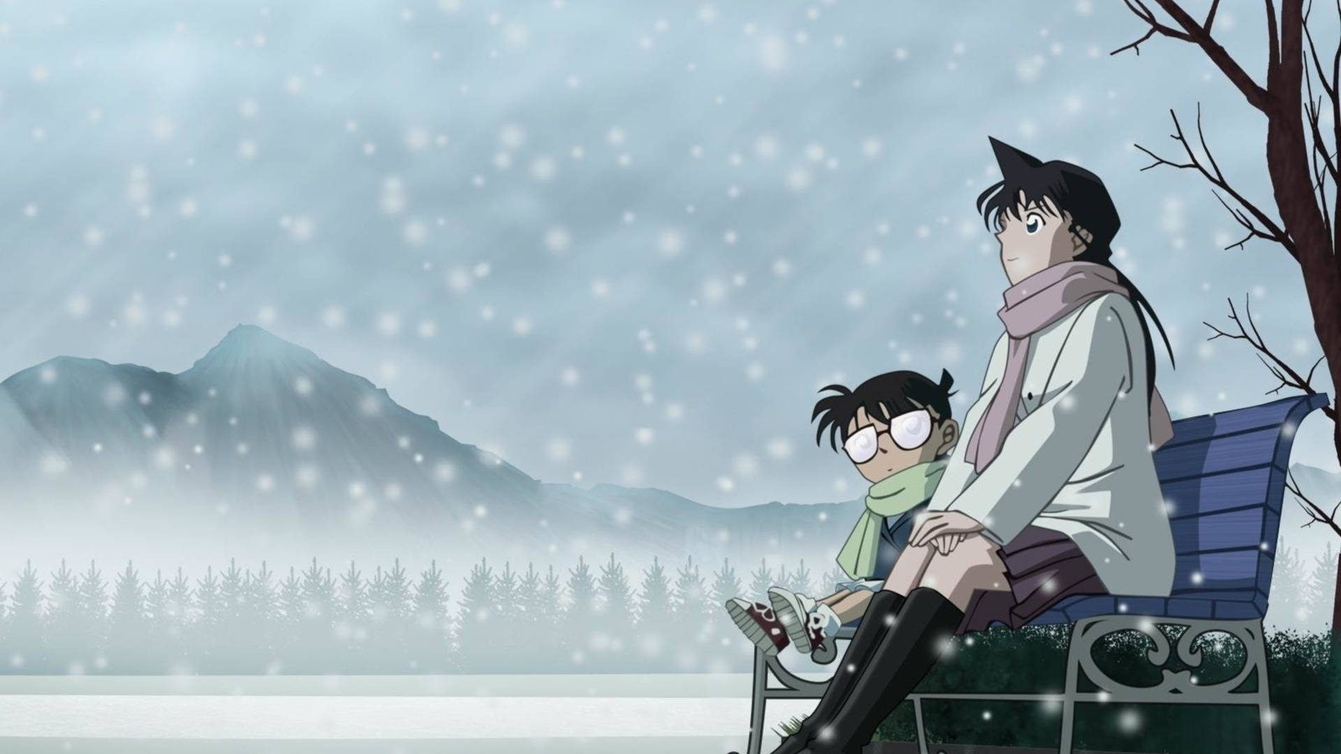 Detective Conan With Ran In Snow