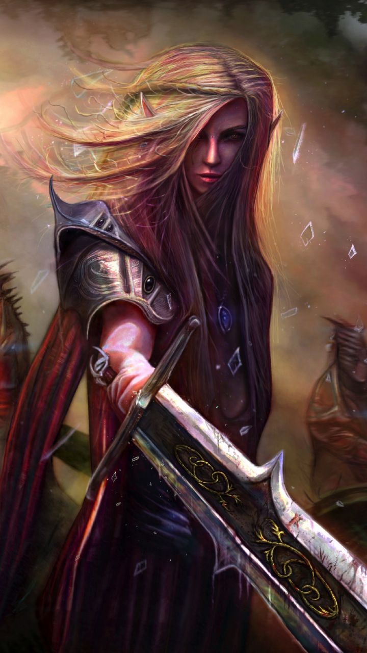 Woman warrior, fantasy, sword, art