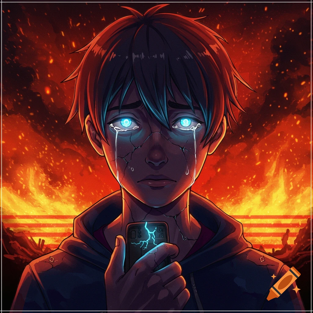 Anime portrait of a sad person