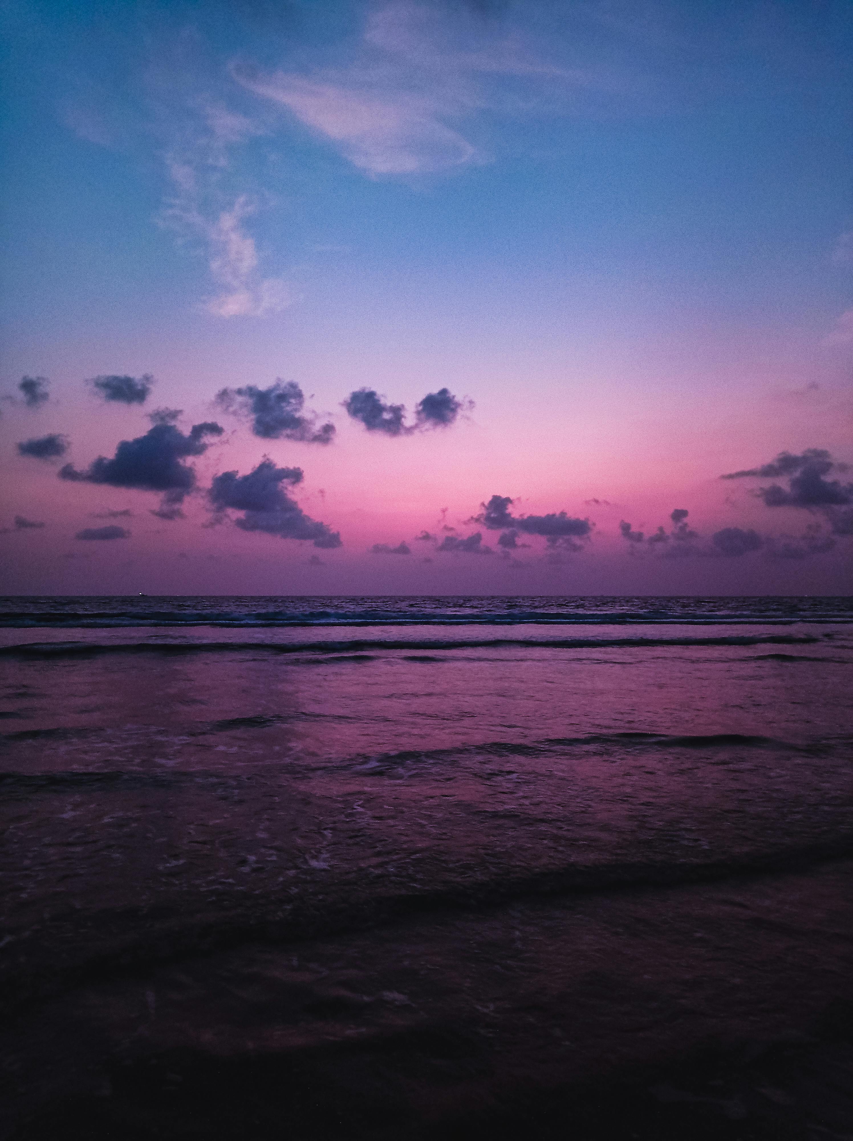 View of a Pink Sunset over the Sea