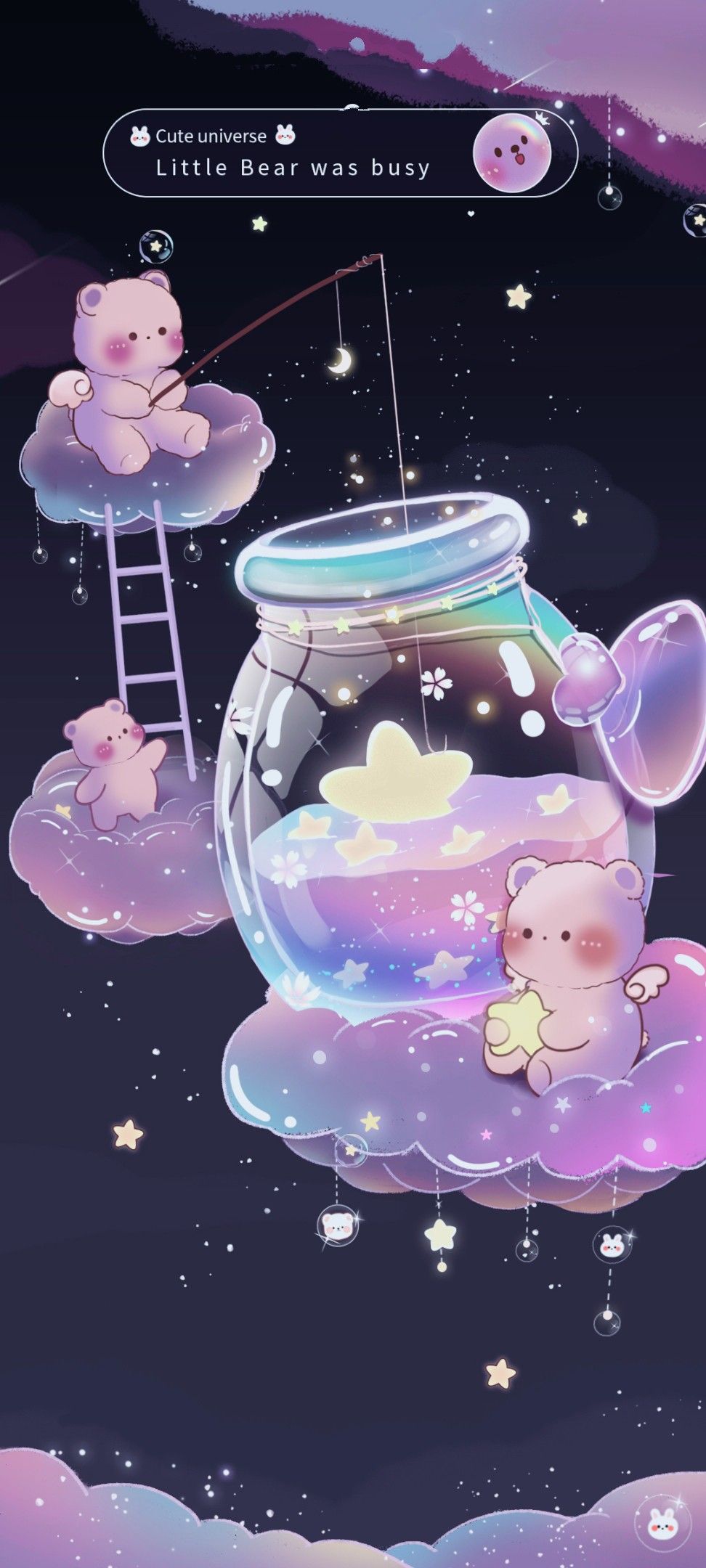 iphone wallpaper kawaii, cute galaxy