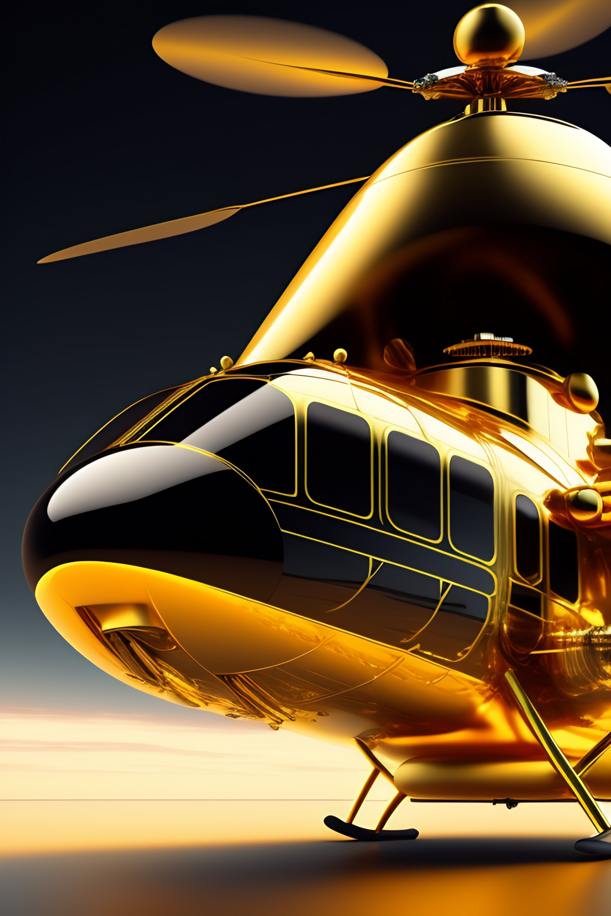 Super luxury black and gold helicopter