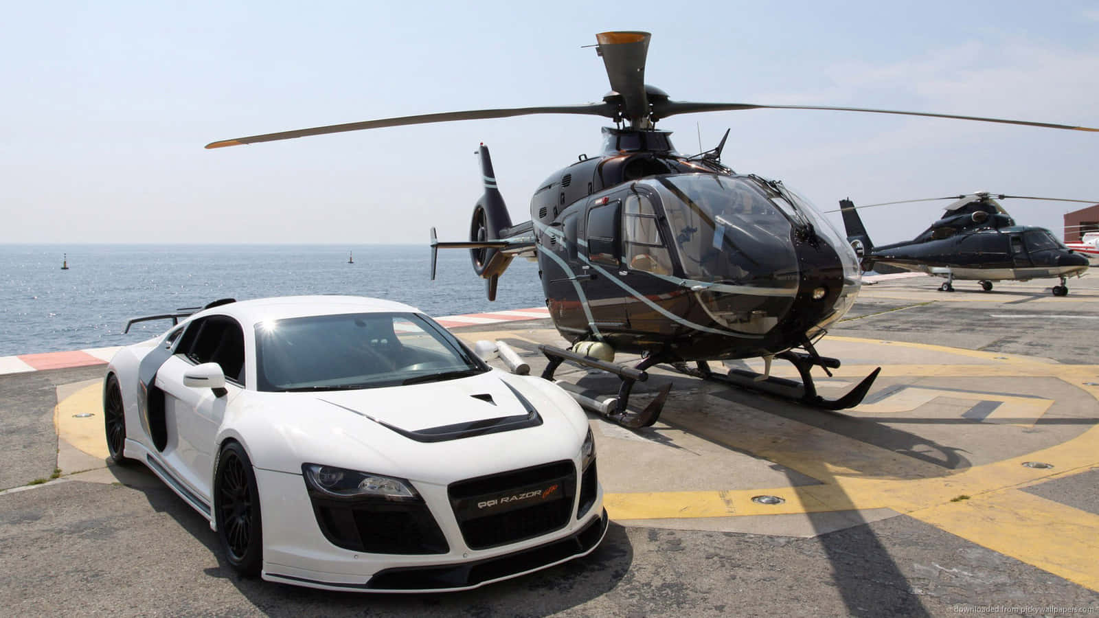 Cool Helicopter And Audi R8 Car