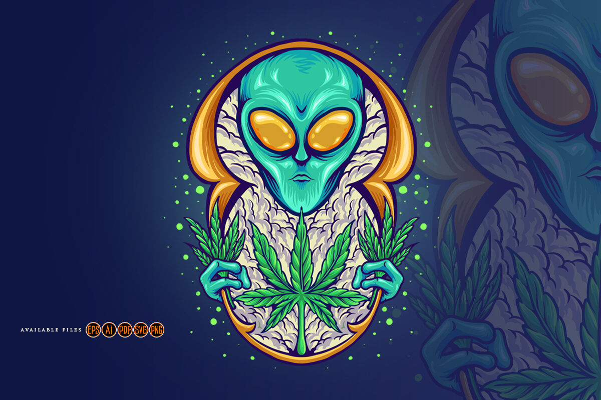 Alien Weed Plant Cannabis Galaxy SVG