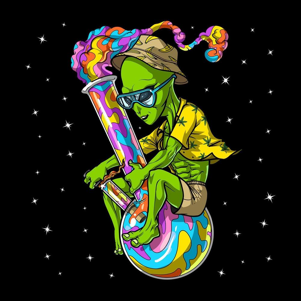 Alien Stoner Weed Trippy Psychedelic Mens Tank Top