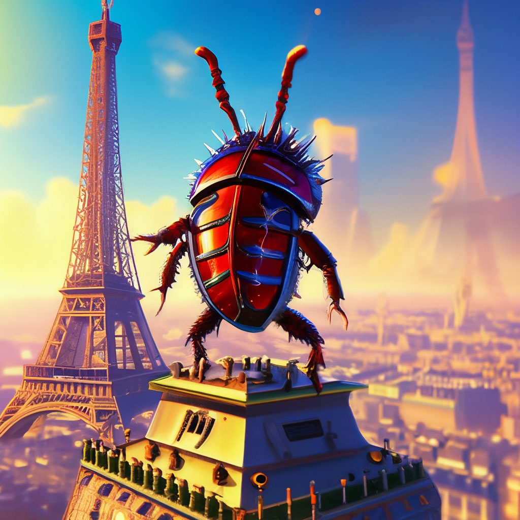 Huge cartoon funny creep bed bug