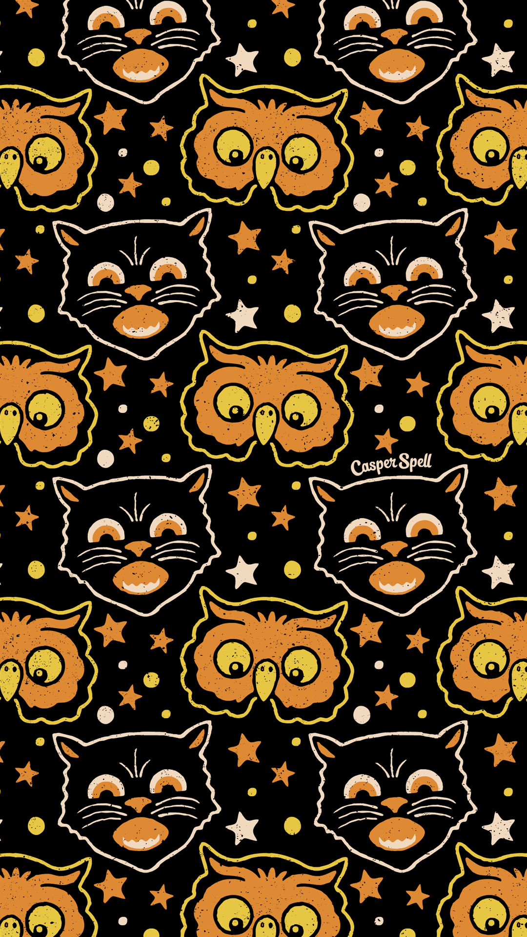 Retro Cat & Owl pattern