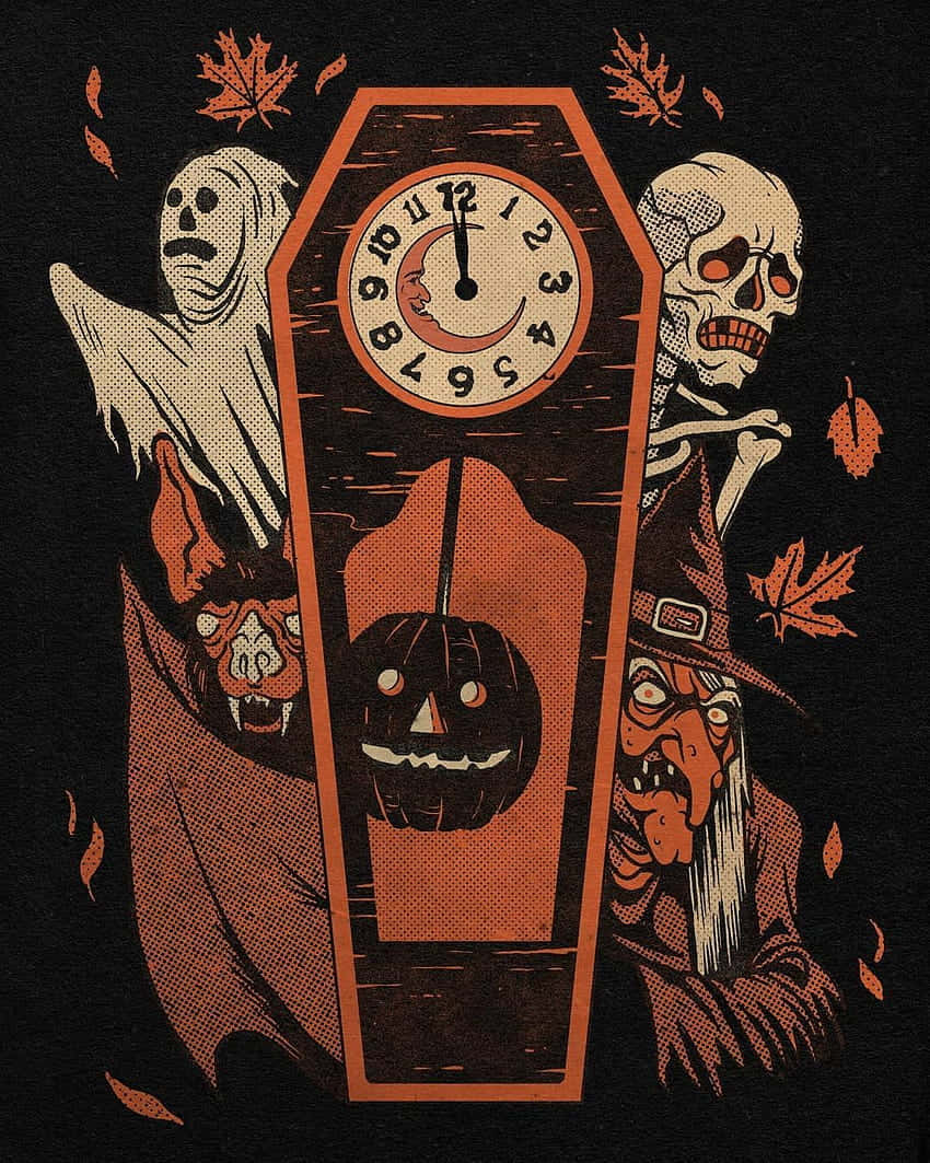 Download Vintage Halloween Clockand