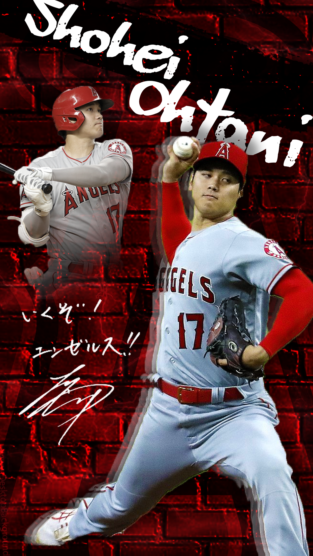 Heres a Shohei Ohtani phone wallpaper i made for my friend! Who should I do next?