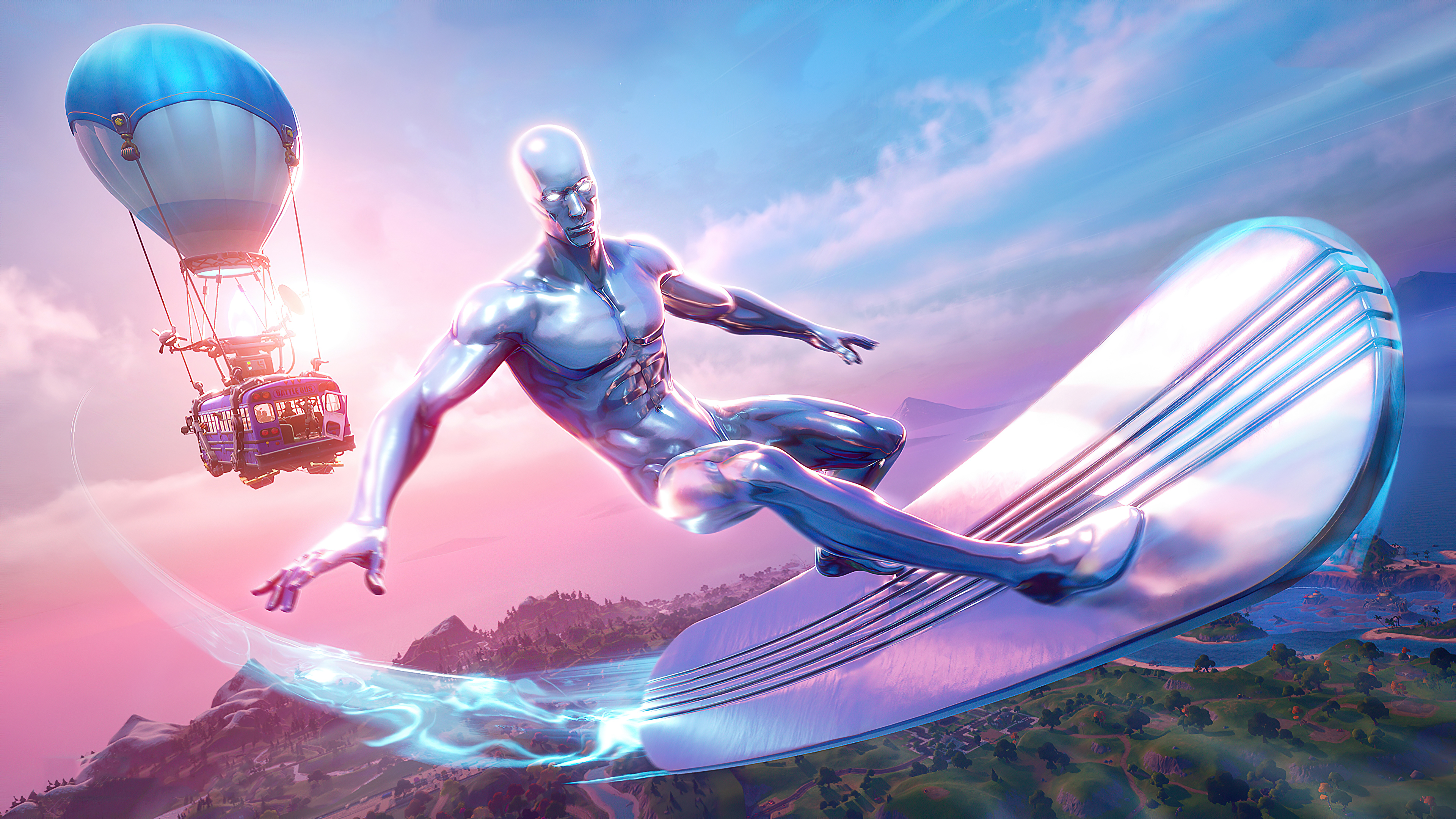 Download Silver Surfer Video Game Fortnite 4k Ultra HD Wallpaper
