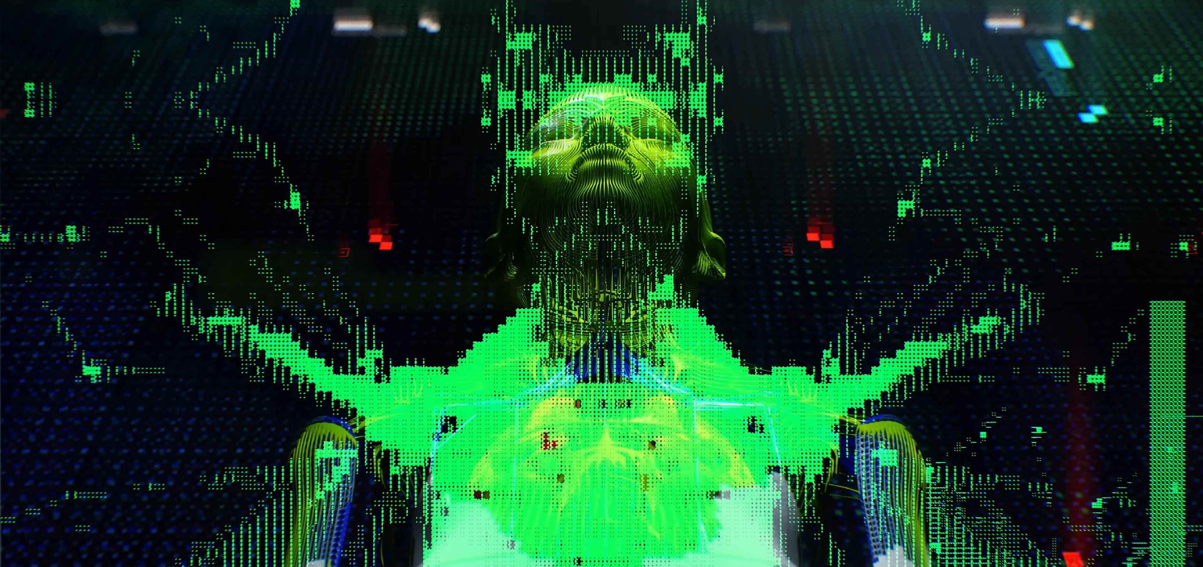 Wallpaper texture, head, green, pixels