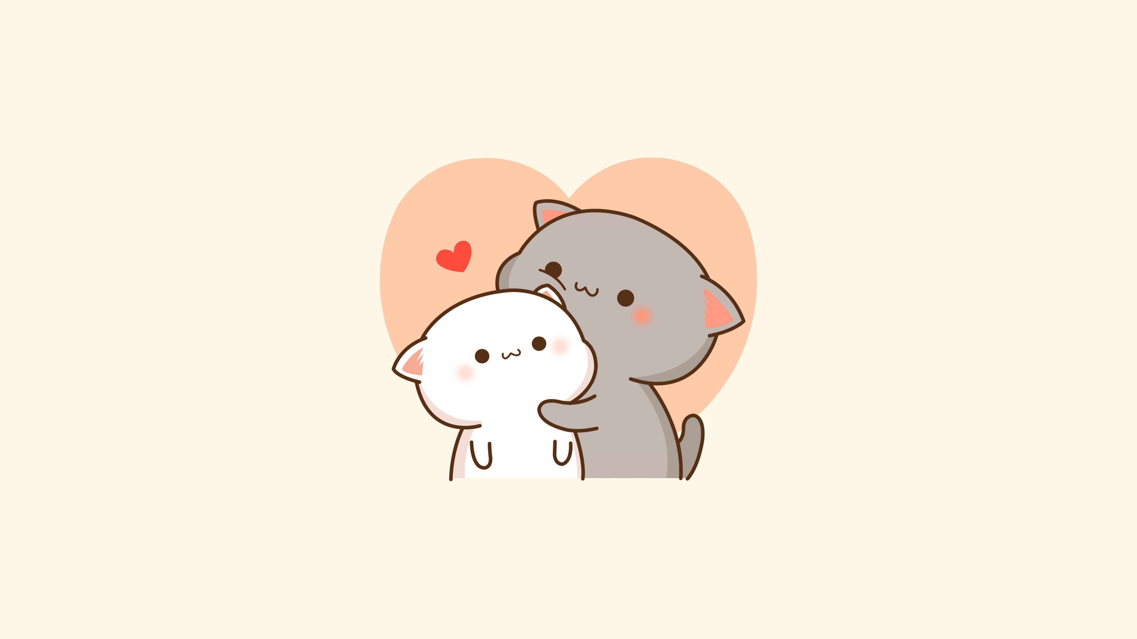 Peach cat Wallpaper 4K, Goma cat, Kitty couple