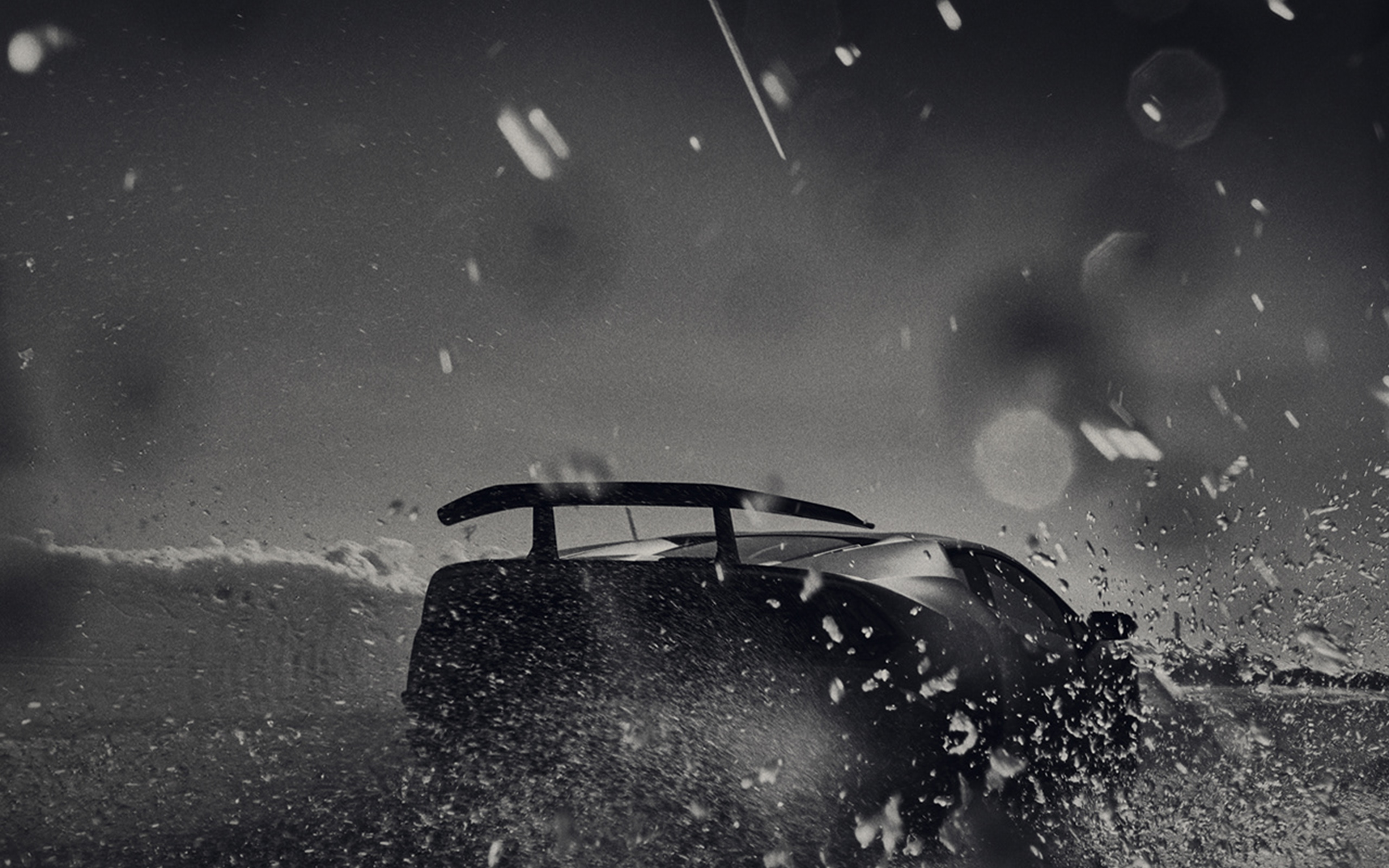 Racing Car Bw Dark Art