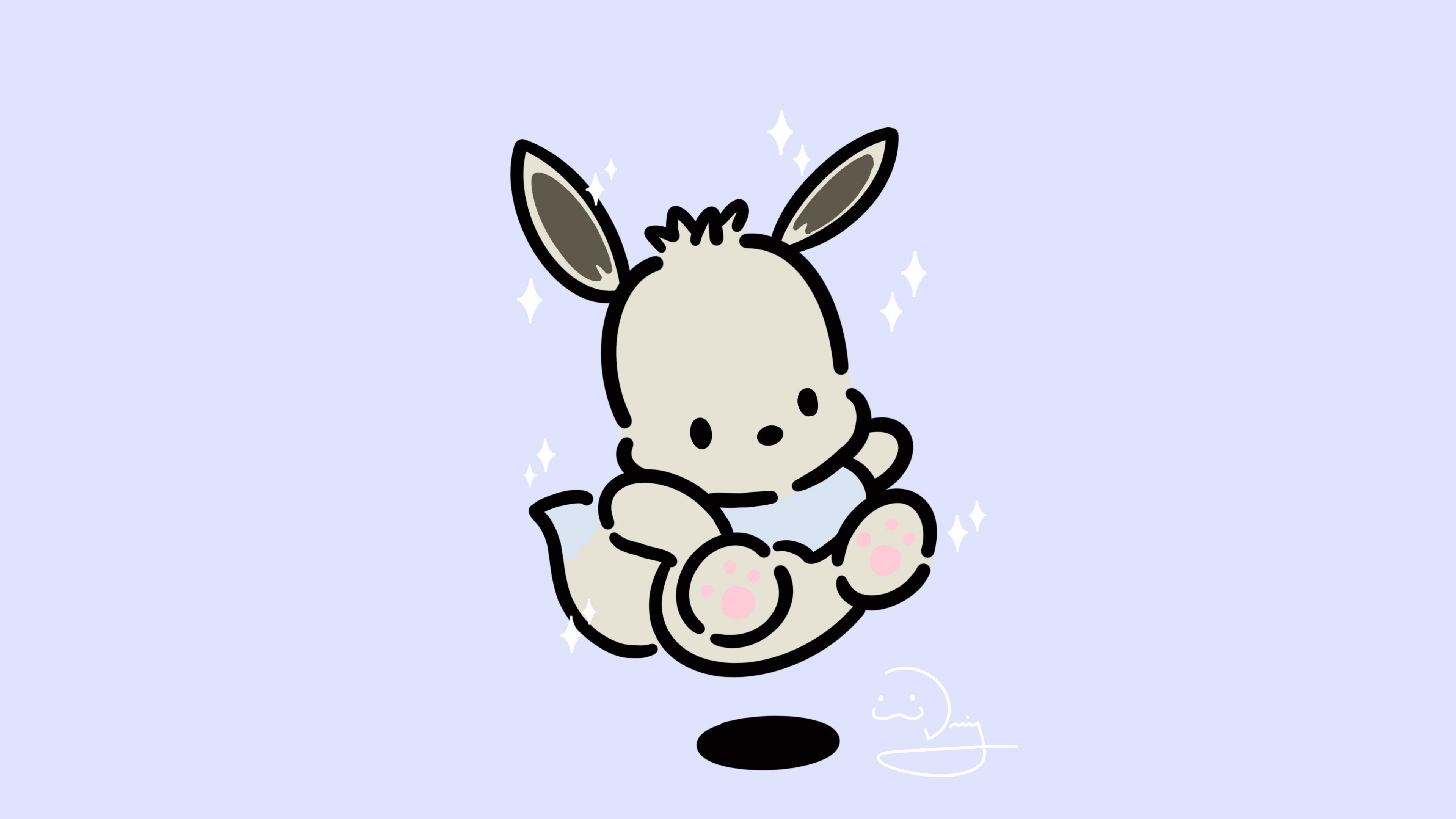 Pochacco Wallpaper 4K, Minimal art