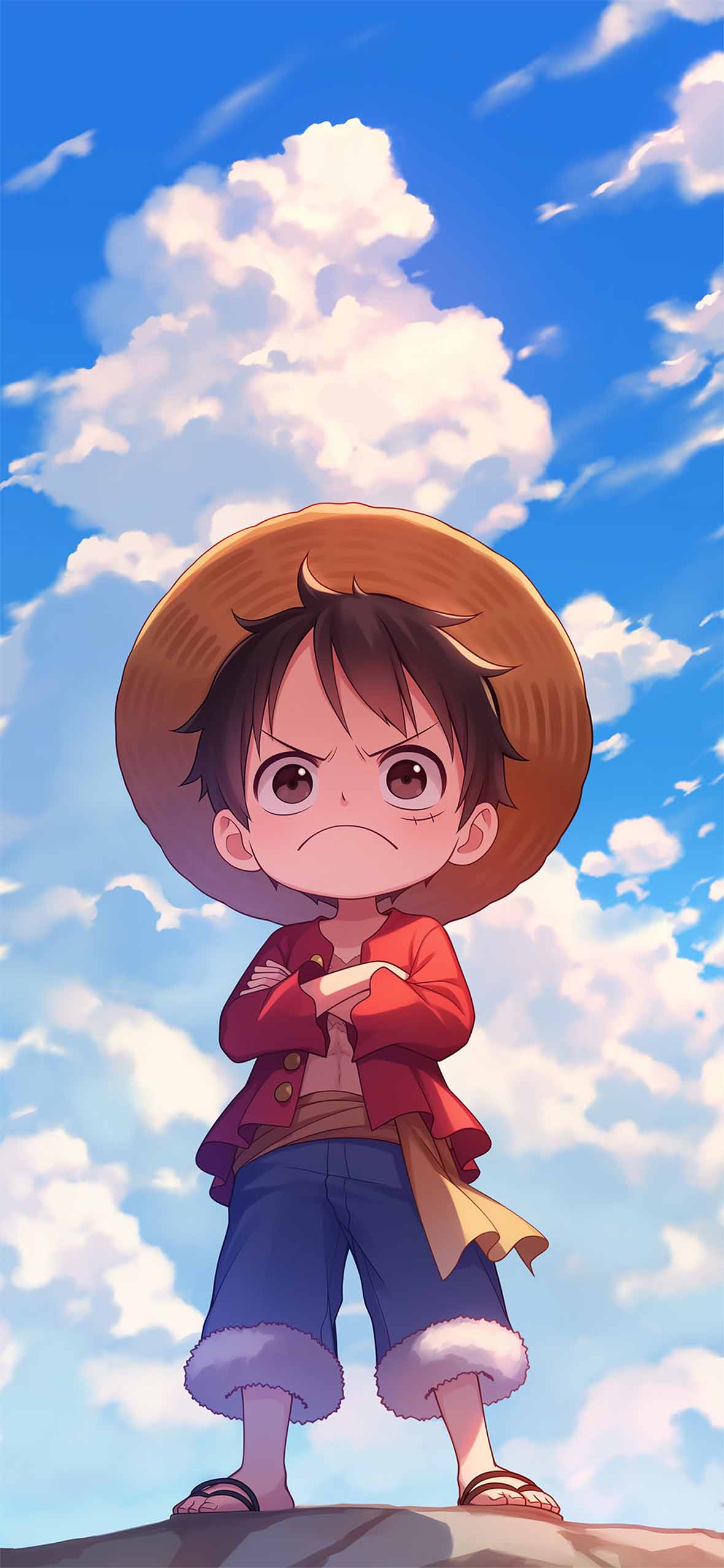 Luffy Chibi One Piece Anime Clouds Wallpaper