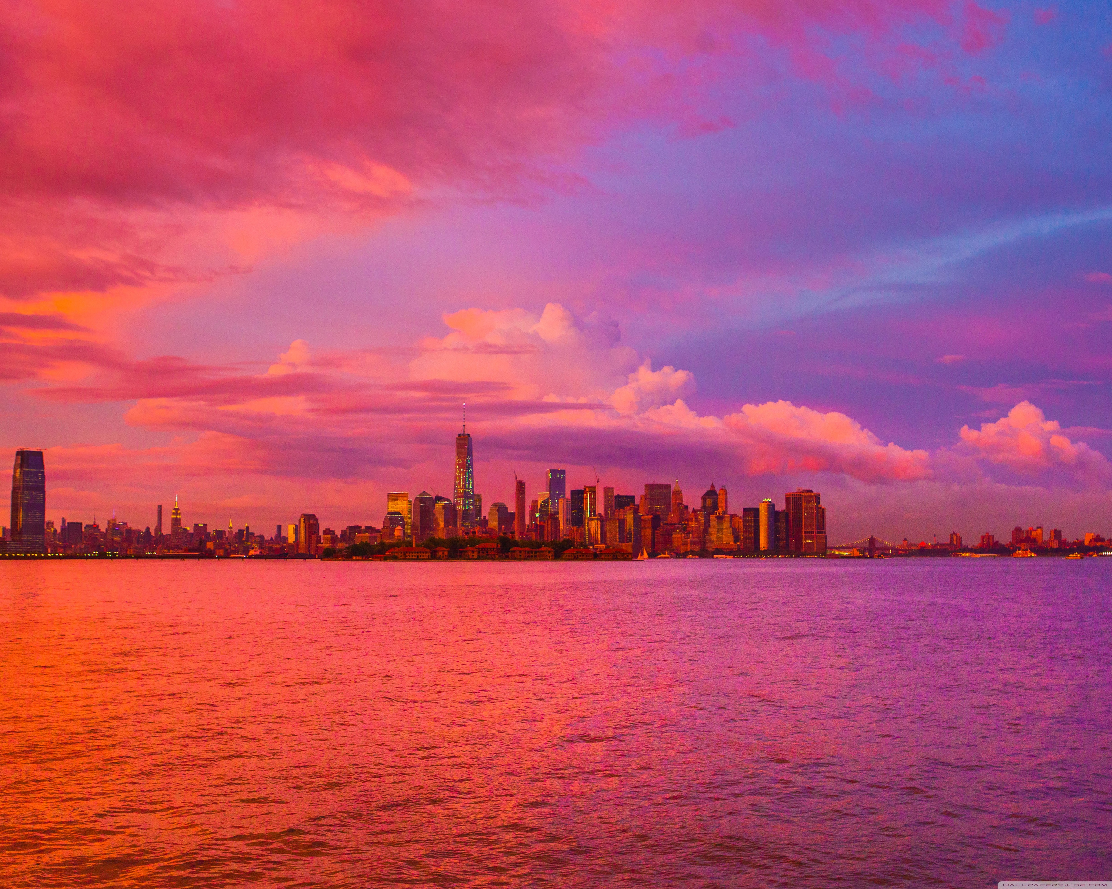 City Pink Sunset 4K UHD Wallpaper