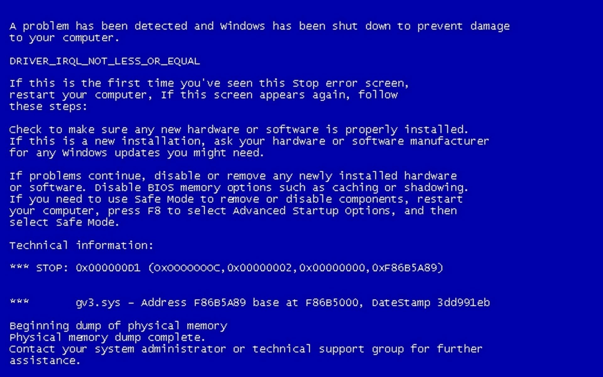 HD Wallpaper: Windows Error Screen