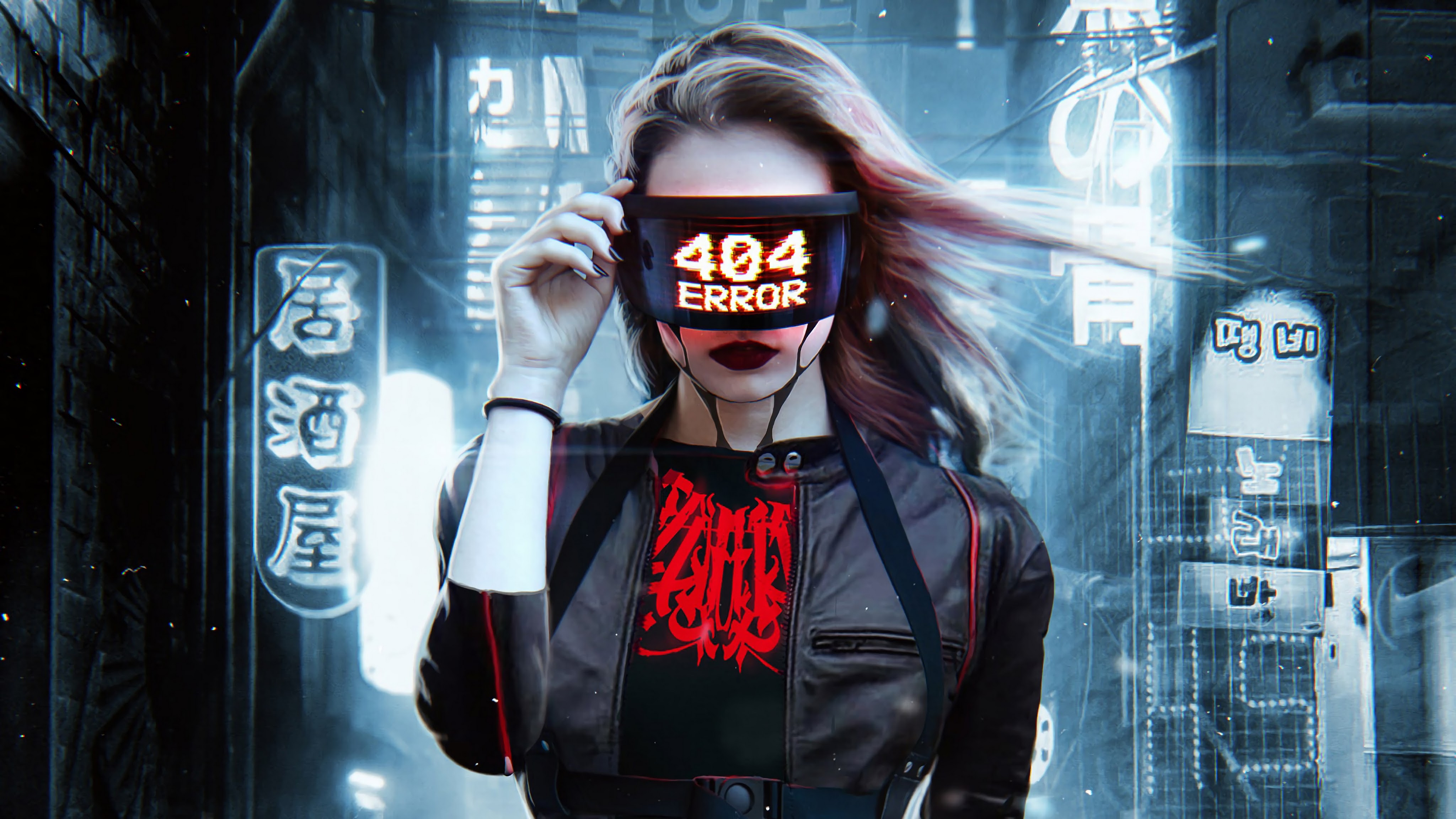 Error Cyberpunk Girl 4K Wallpaper