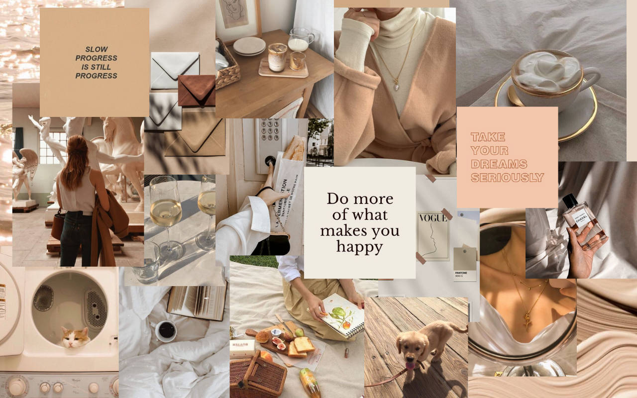 Beige Aesthetic Collage Wallpaper