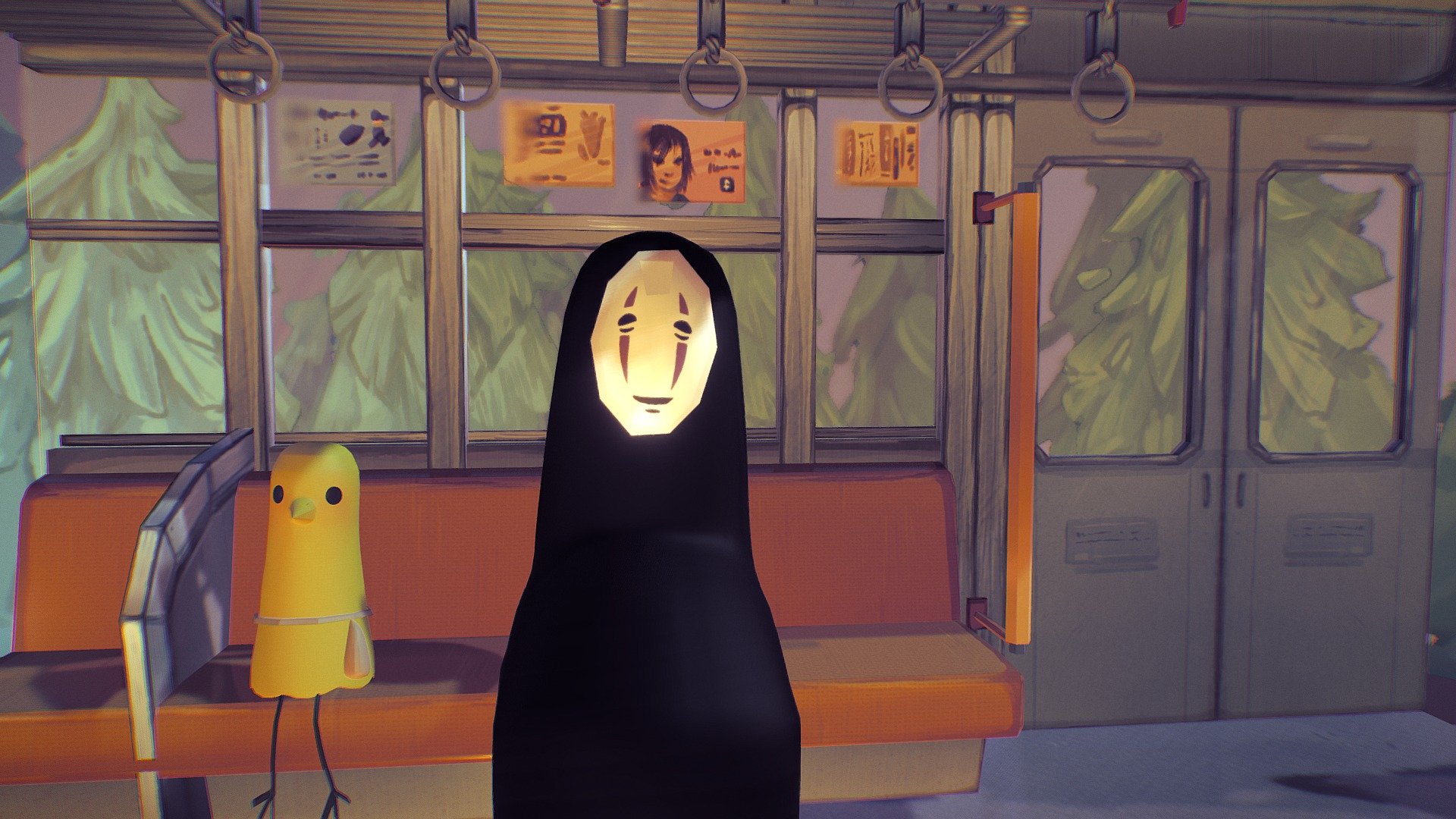 Goodnight Punpun and NoFace Train scene