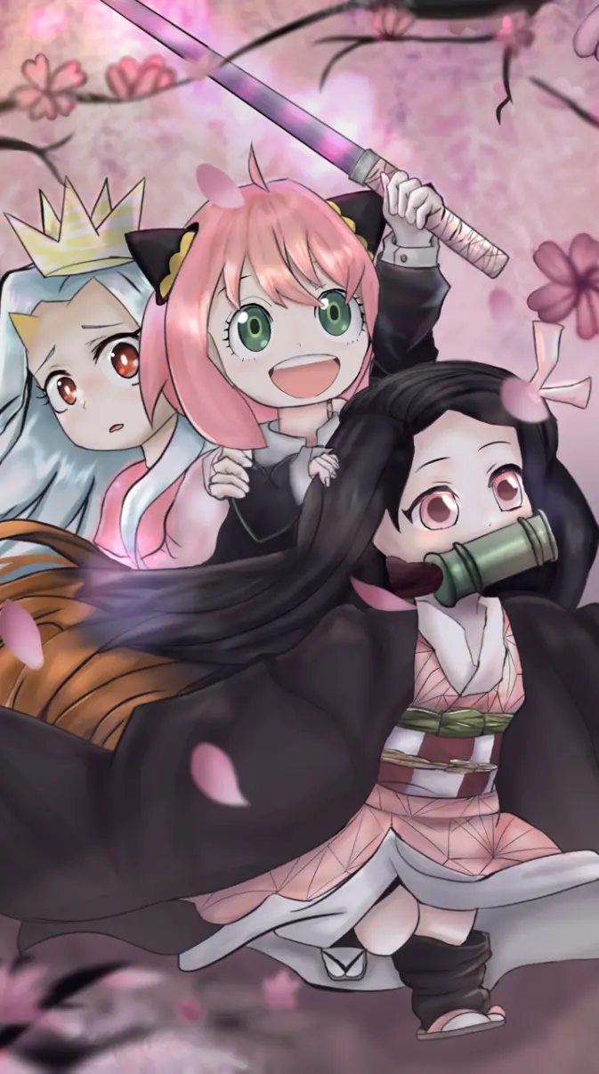Anya, Eri, and Nezuko wallpaper