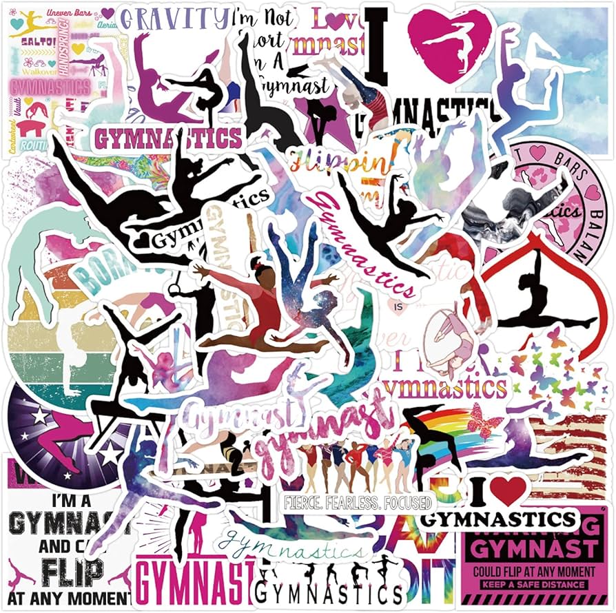 Cute Girls Gymnastics Stickers 50Pcs