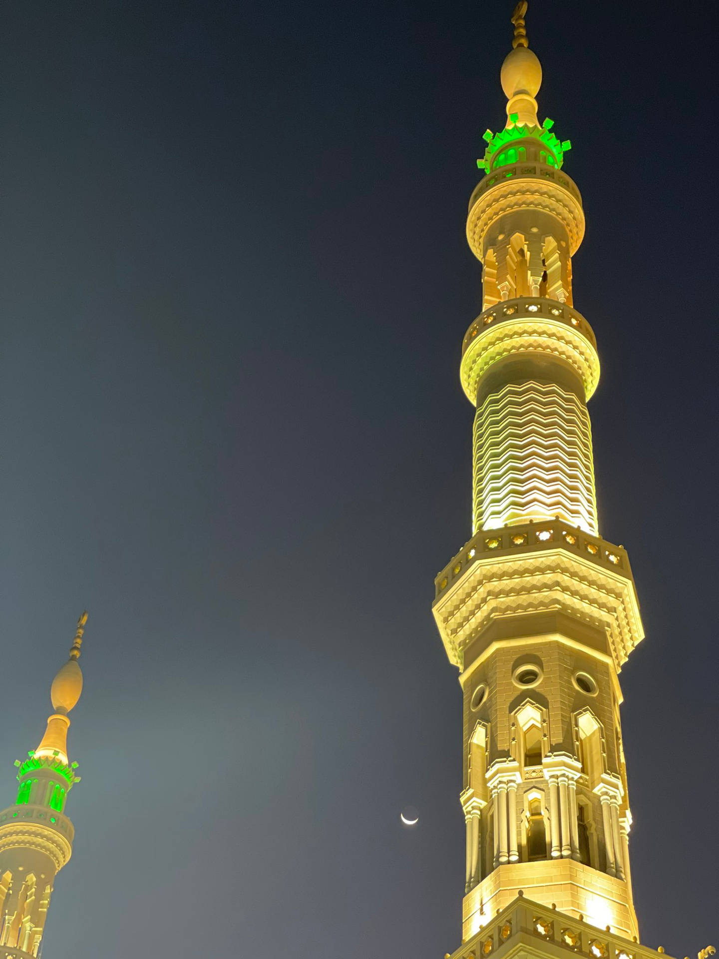 Madina Sharif Minarets At Night