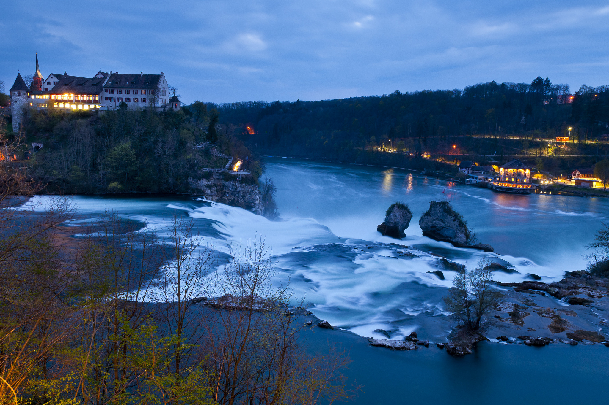 Wallpaper river, castle, waterfall