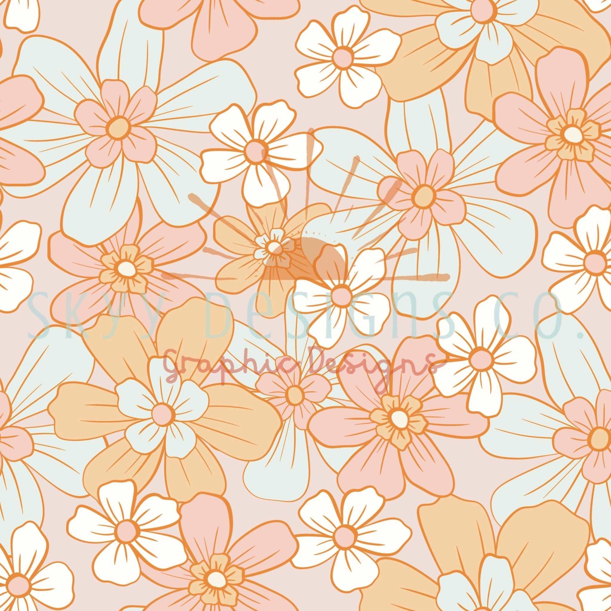 Pastel summer floral digital seamless