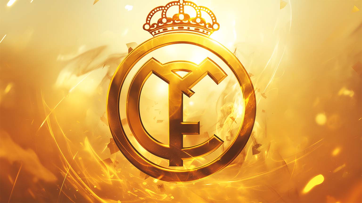 Real Madrid Logo Golden Fire Desktop