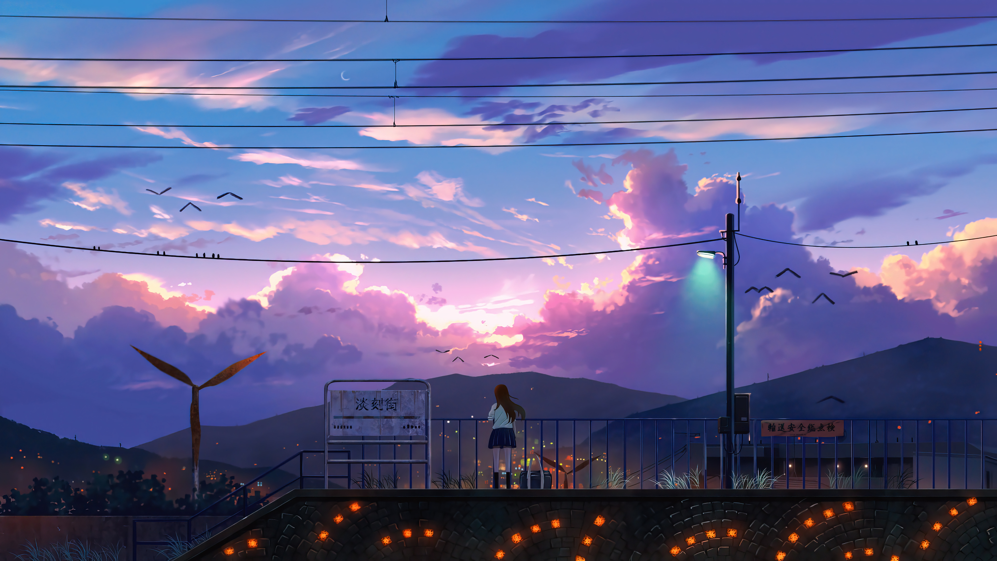 Anime Sunrise Scenery Art Wallpaper 4K