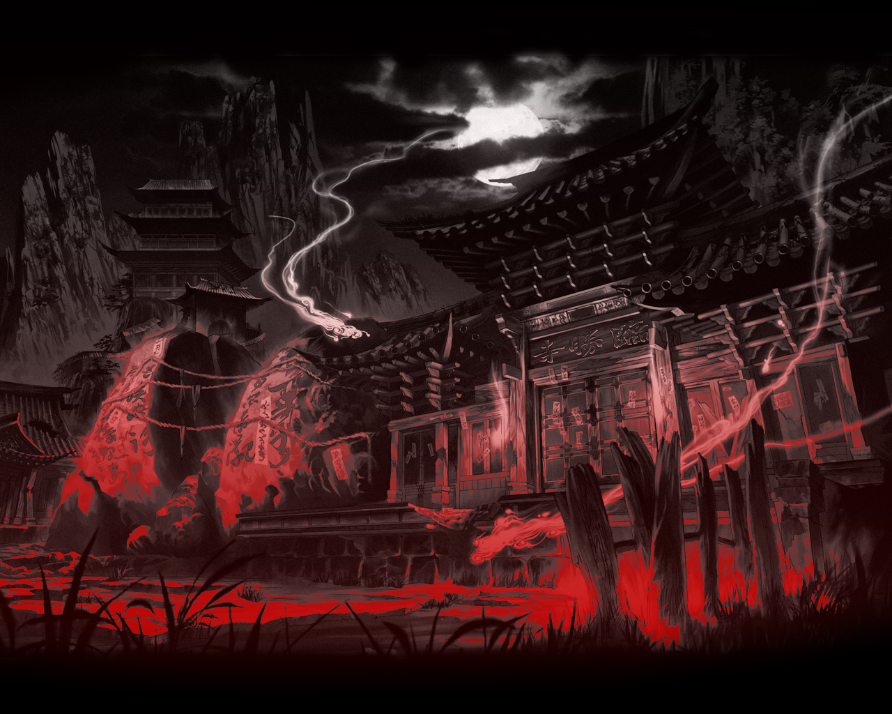 Enchanting Japanese Anime Landscape: A Dark Building Saga