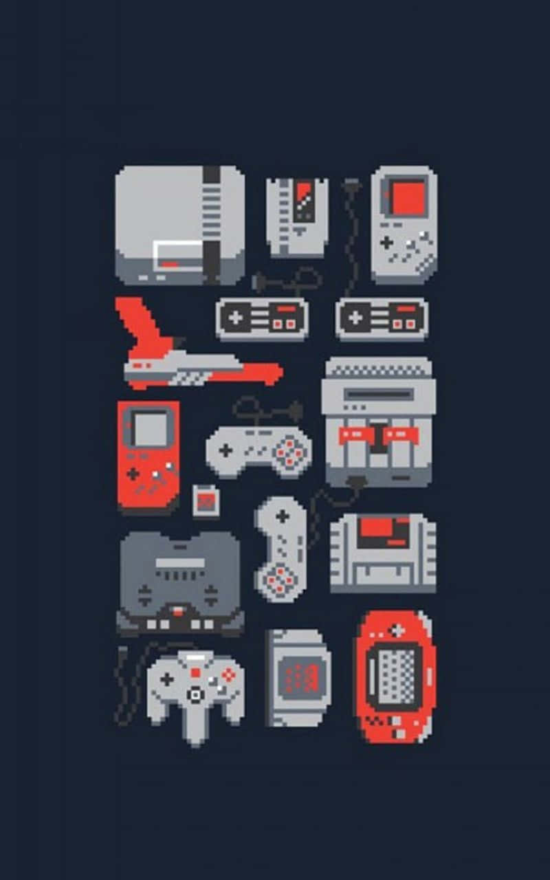 Download Retro Gaming Console Collection Pixel Art Wallpaper