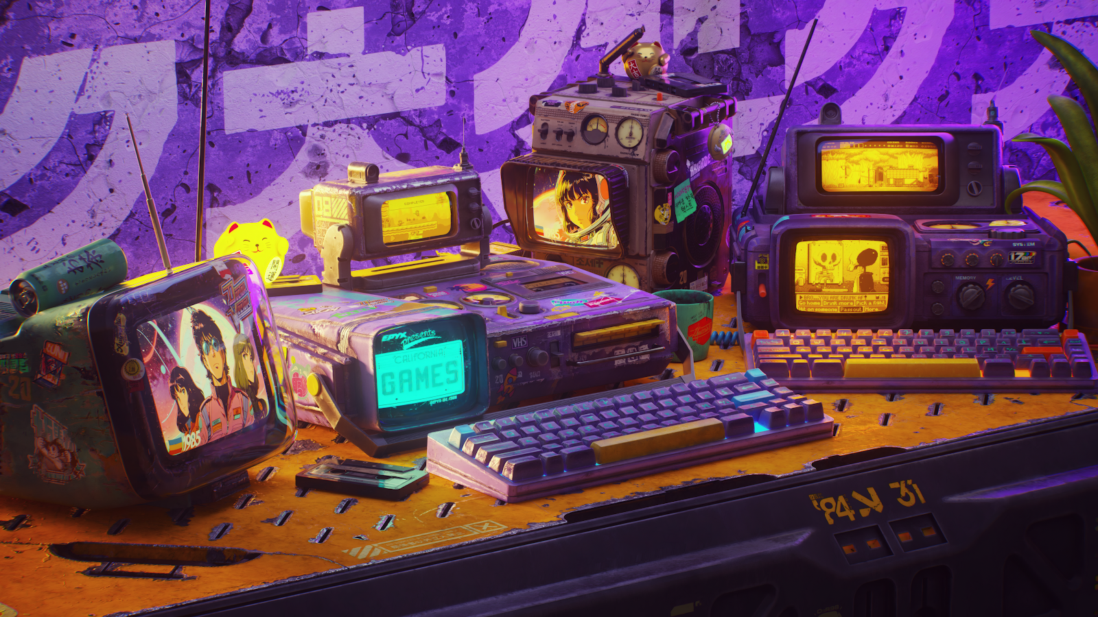 4K Wallpaper Retro Cyberdeck