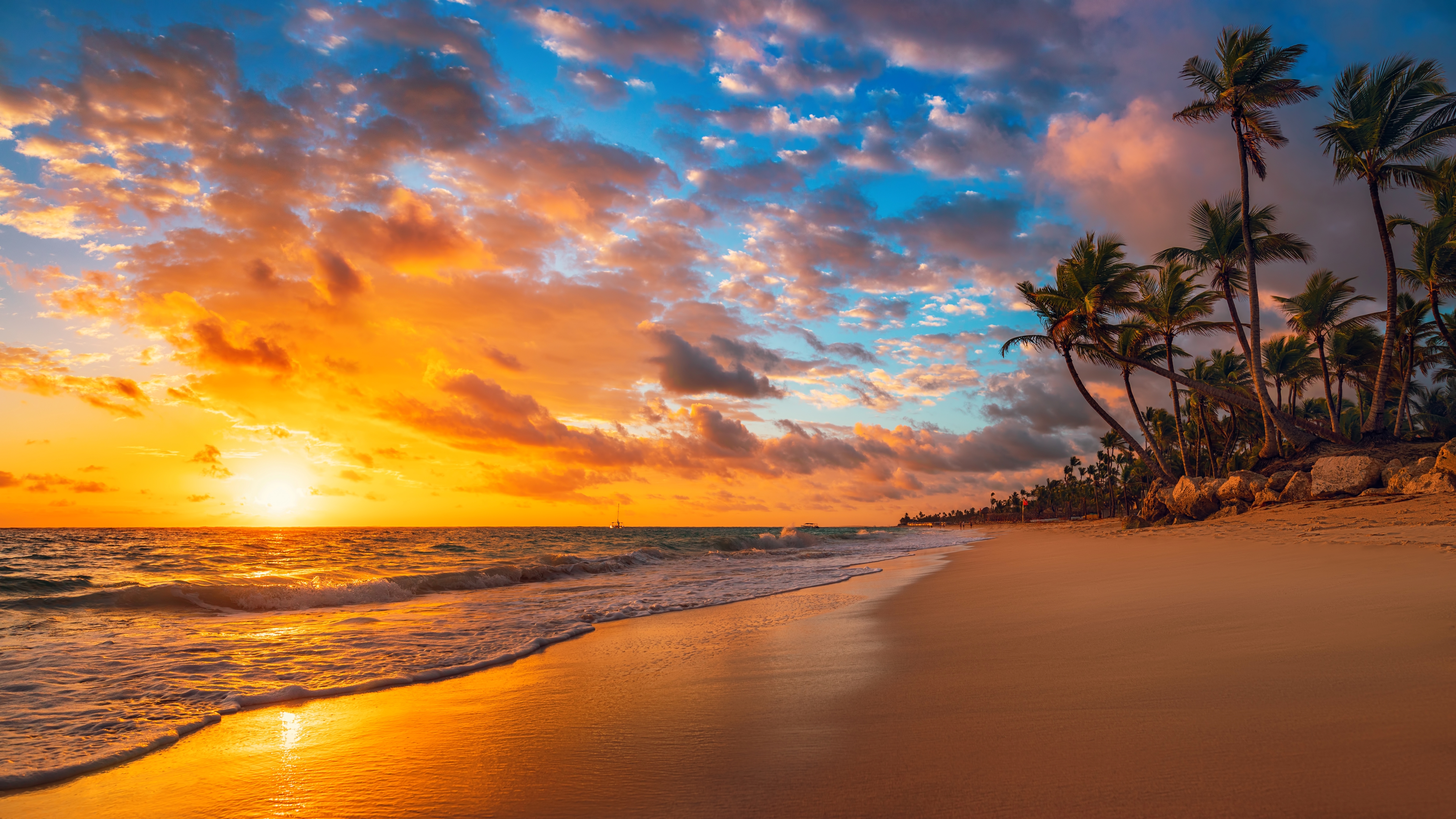 Sunset Nature Beach 4k Ultra HD Wallpaper