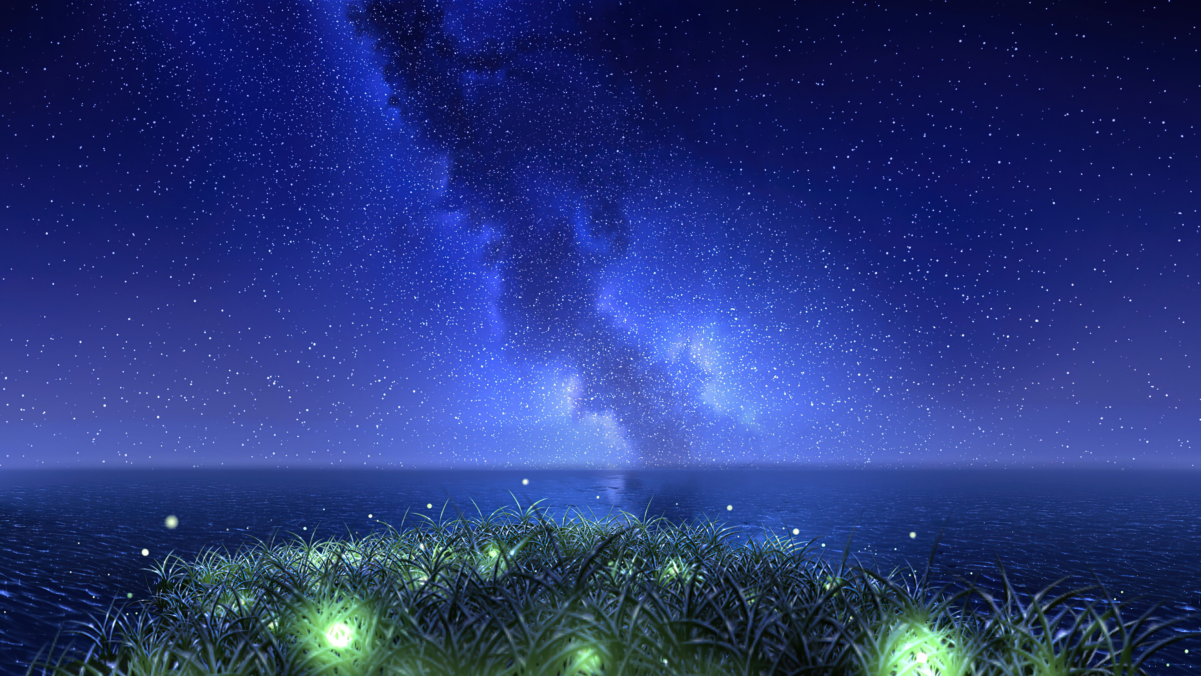 Night Starry Sky Stars Ocean Wallpaper