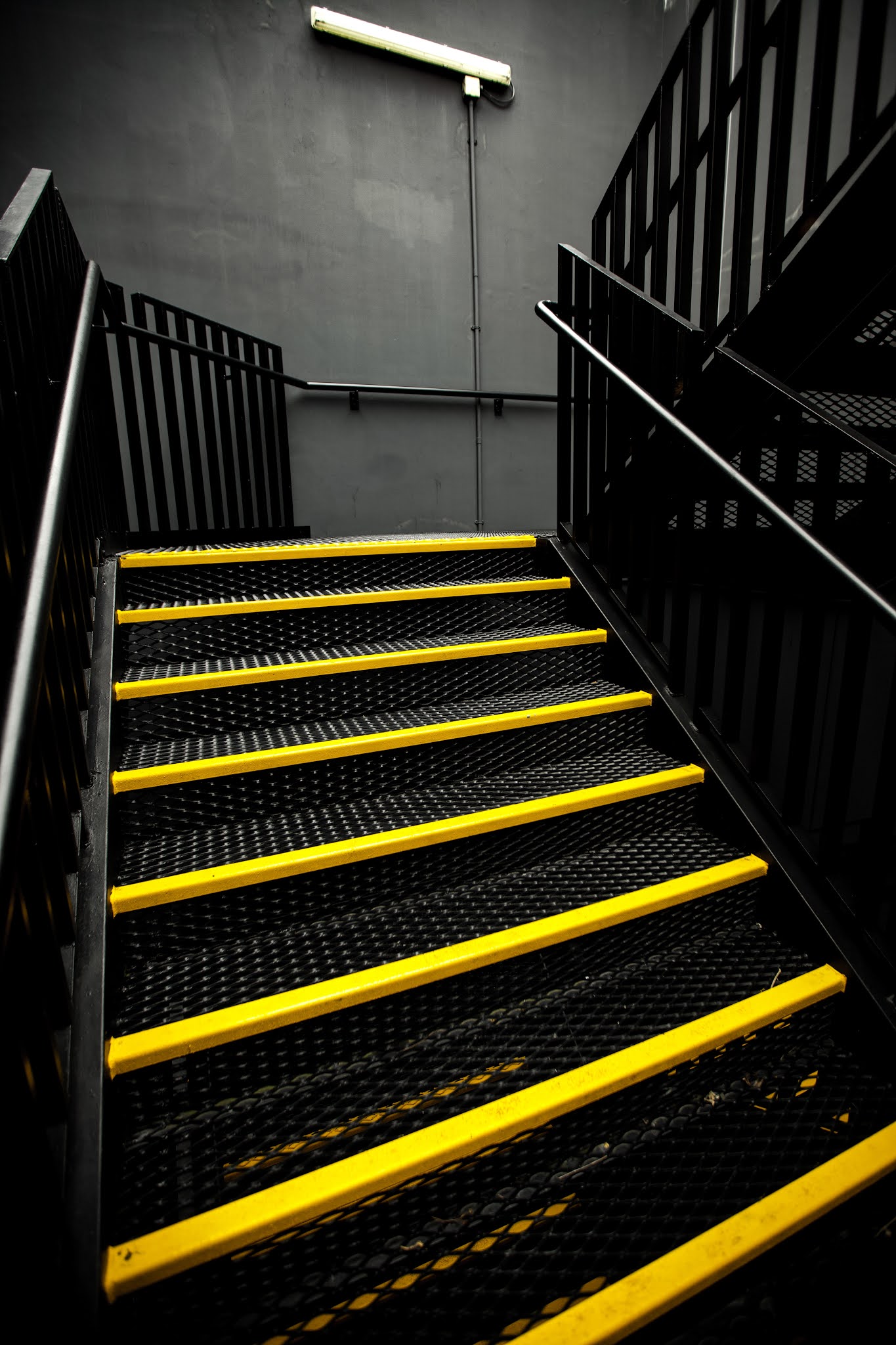 Abstract black yellow stair HD Mobile