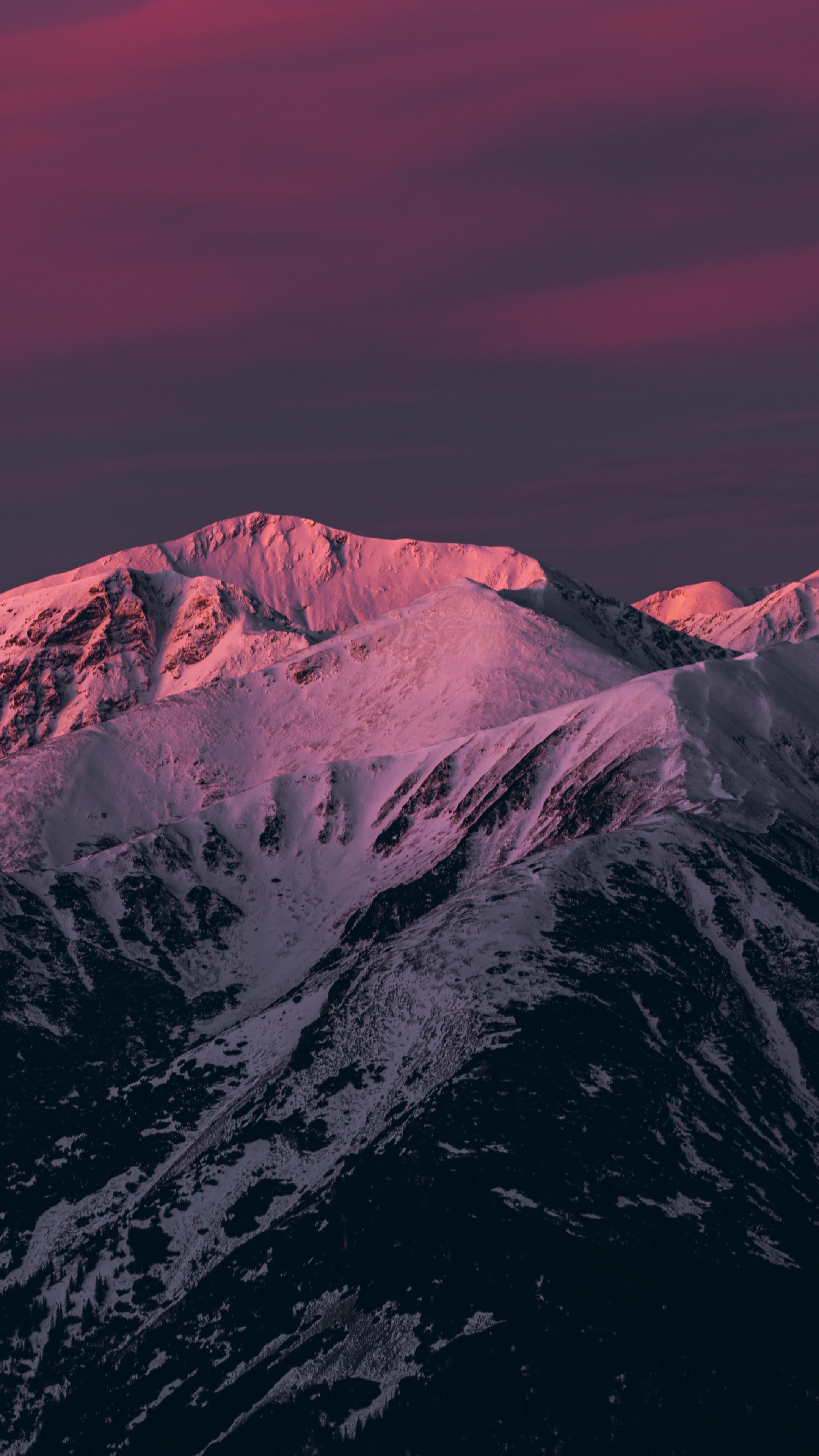 Mountains Wallpaper 4K, Pink sky