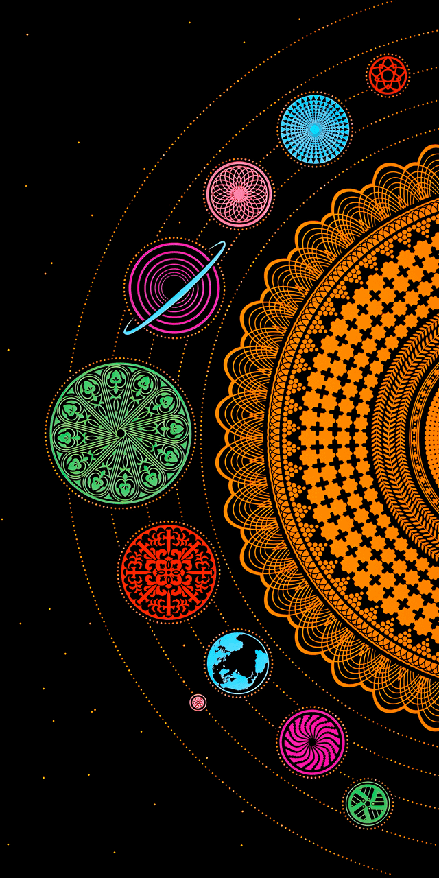 Solar System Mandala Art 3468x6936