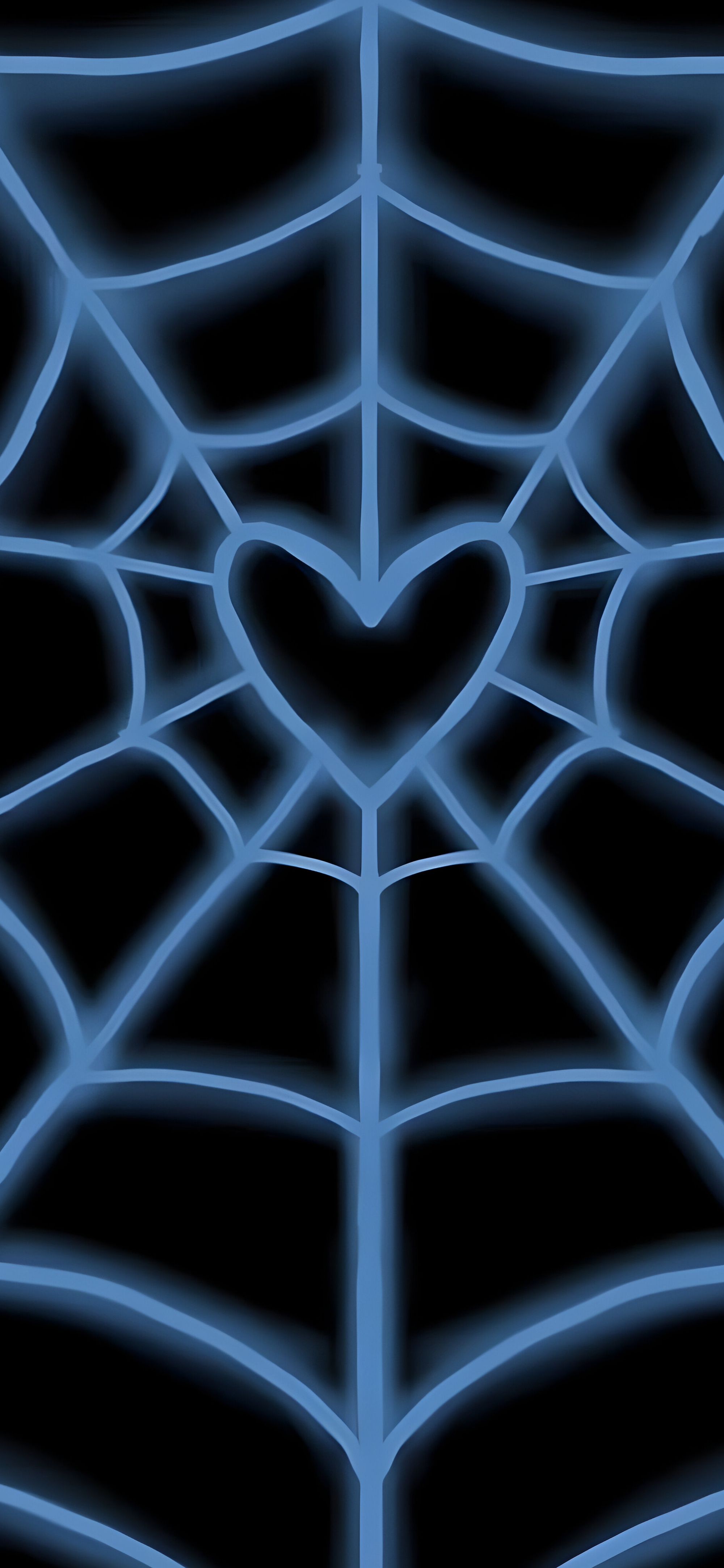 Heart Web Neon Blue Wallpaper