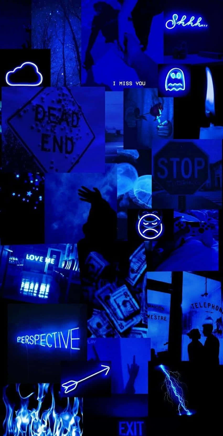 Neon Dark Blue Aesthetic Wallpaper