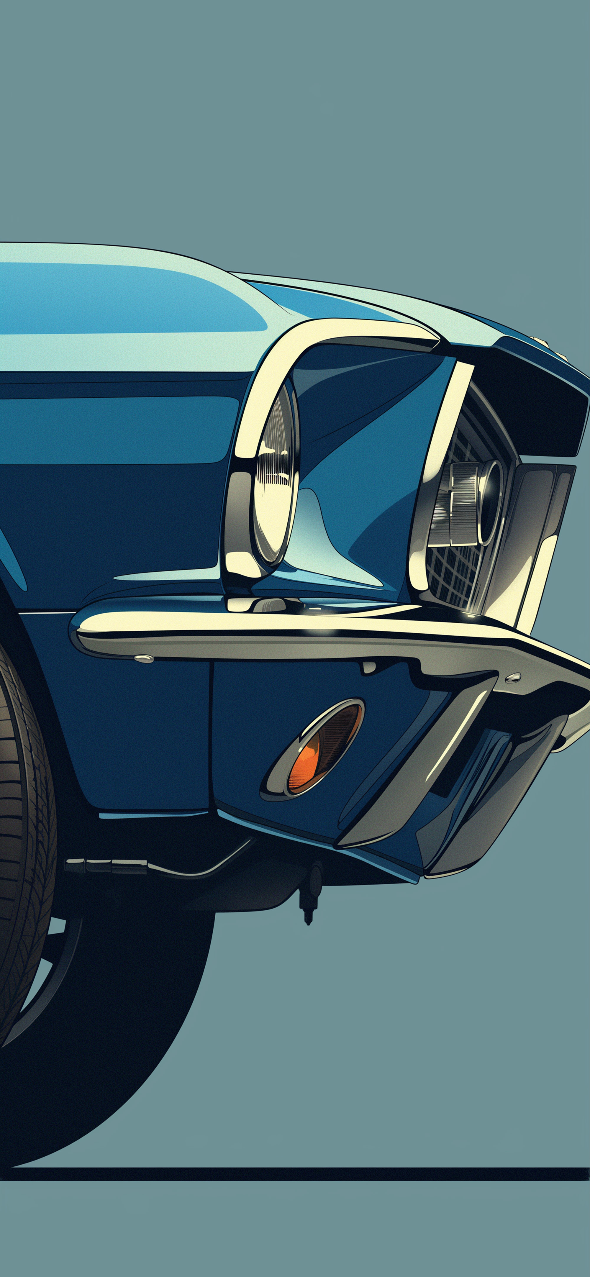 Ford Mustang Vintage Blue Car Retro