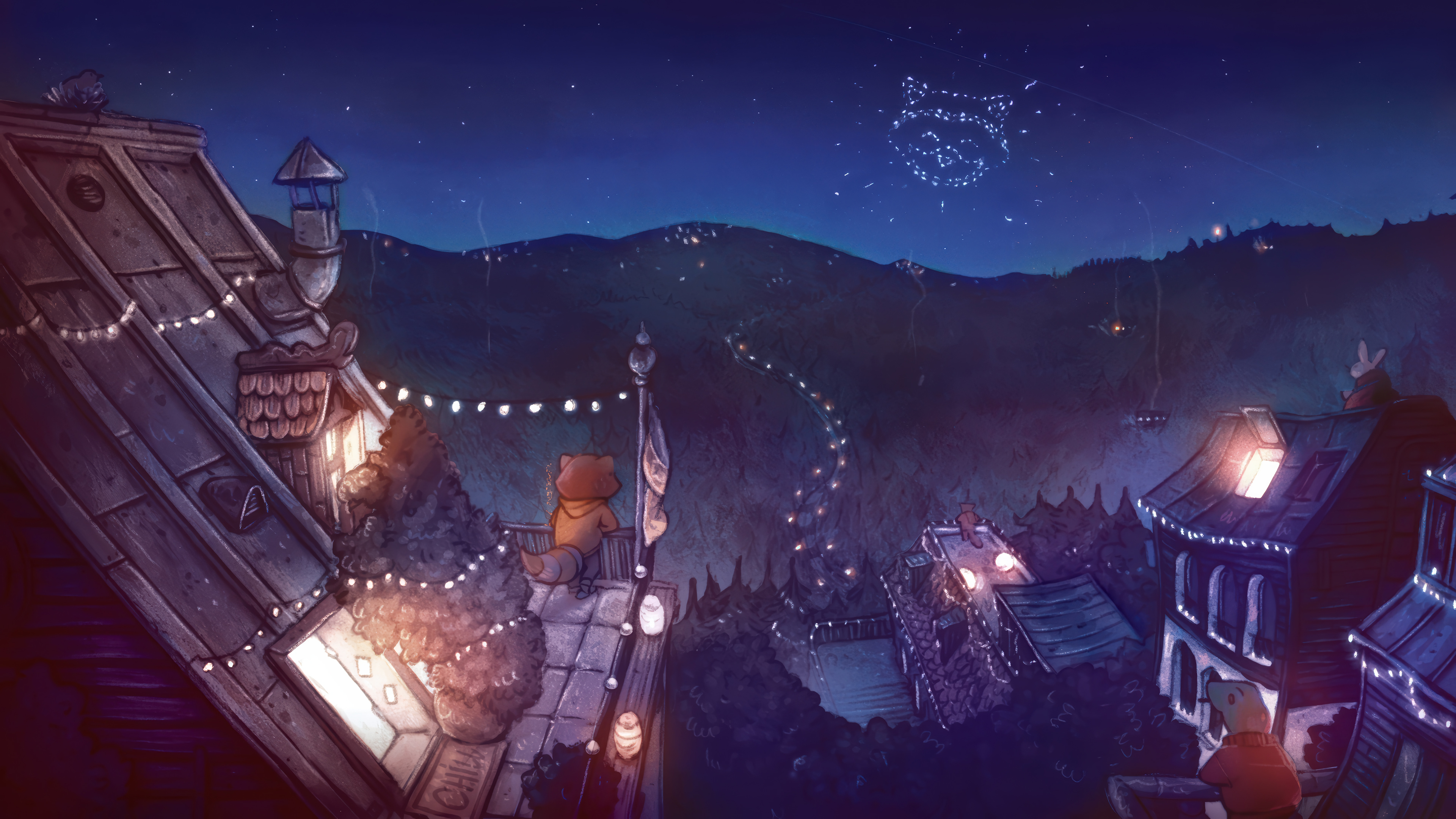 Night Chill Hop Raccoon Wallpaper 4K HD PC c