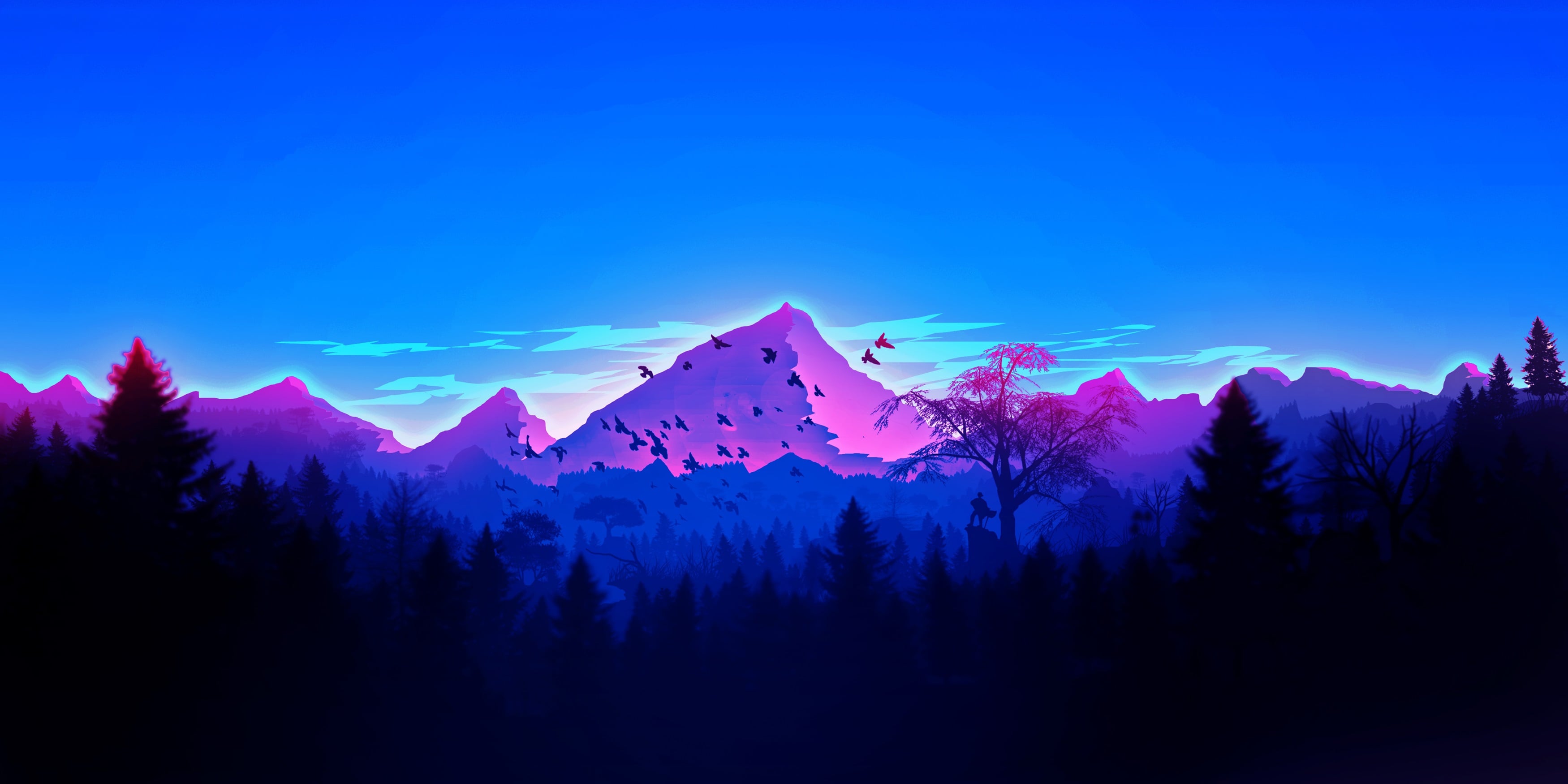Blue Minimalist Mountain Range