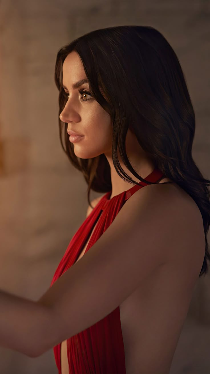 Ana de Armas In Red Dress Photohoot 4K