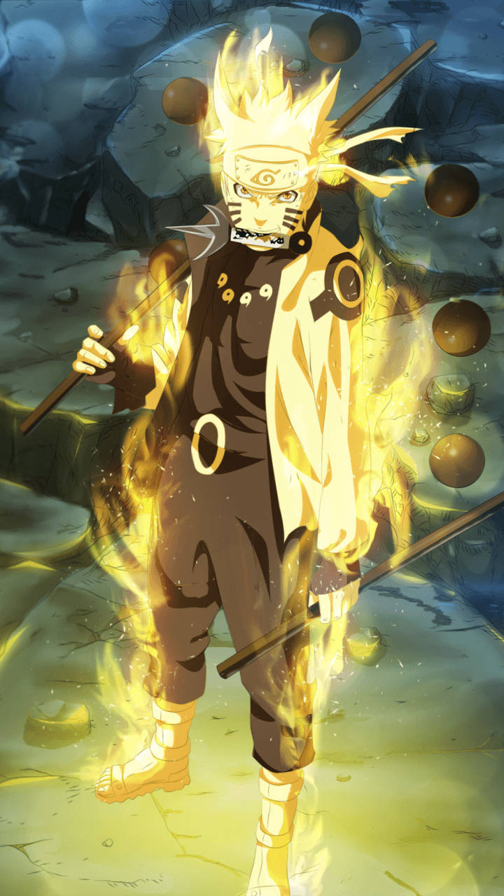 Download Naruto Phone On Fire Wallpaper