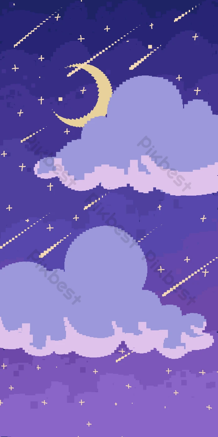 Pixel Style Night Sky Mobile Wallpaper