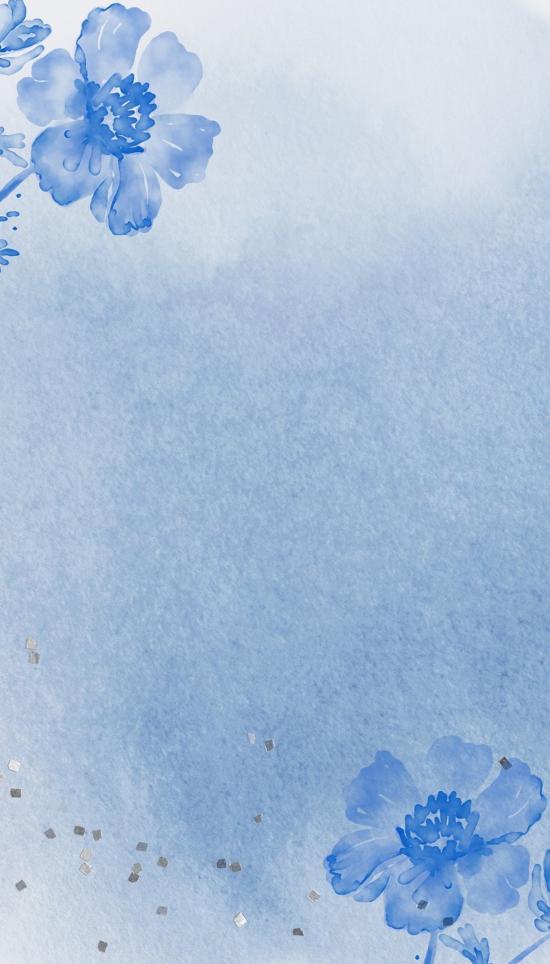 Blue Flowers Watercolor Border Image