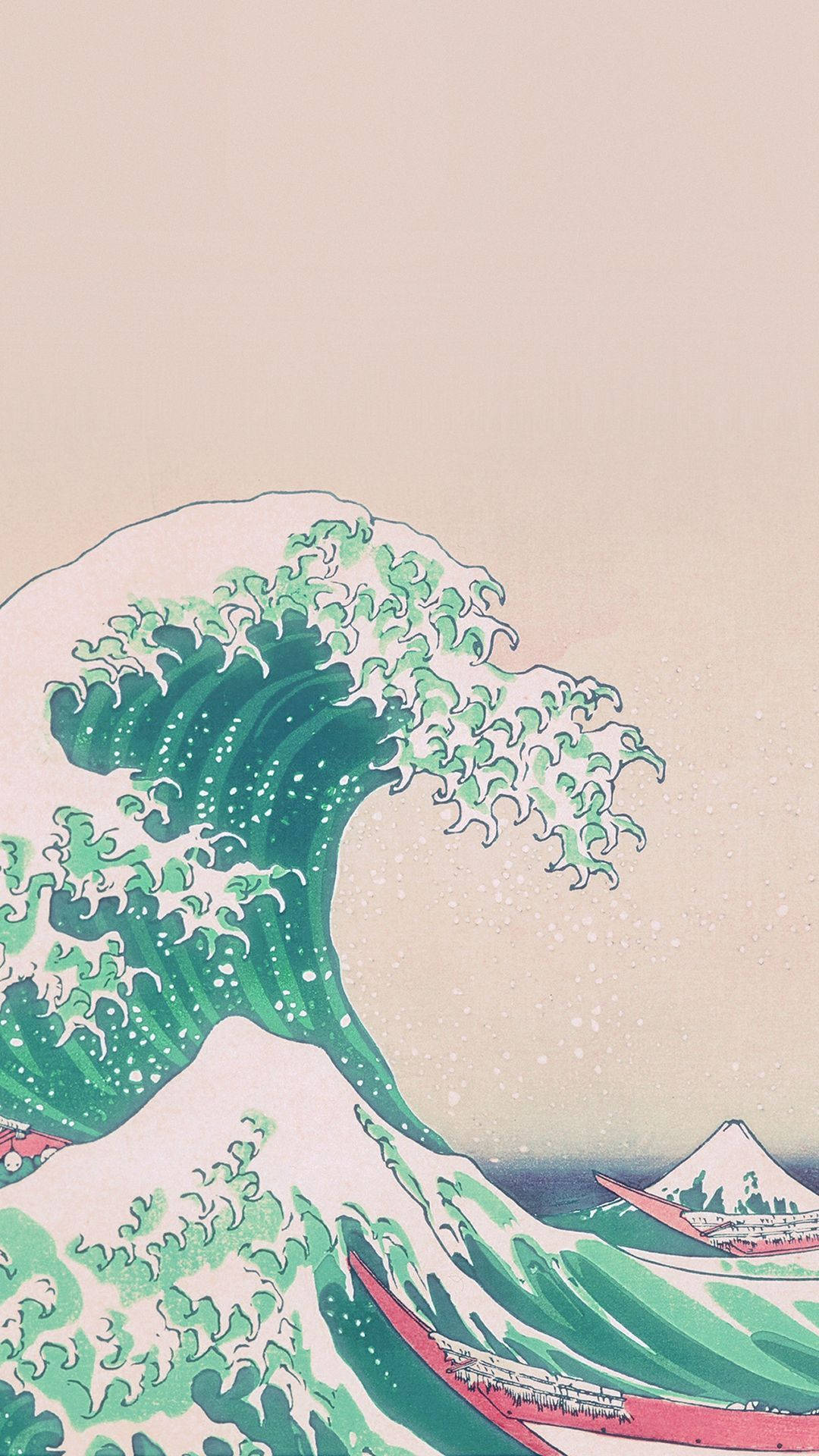 Japanese Great Wave Pastel Wallpaper