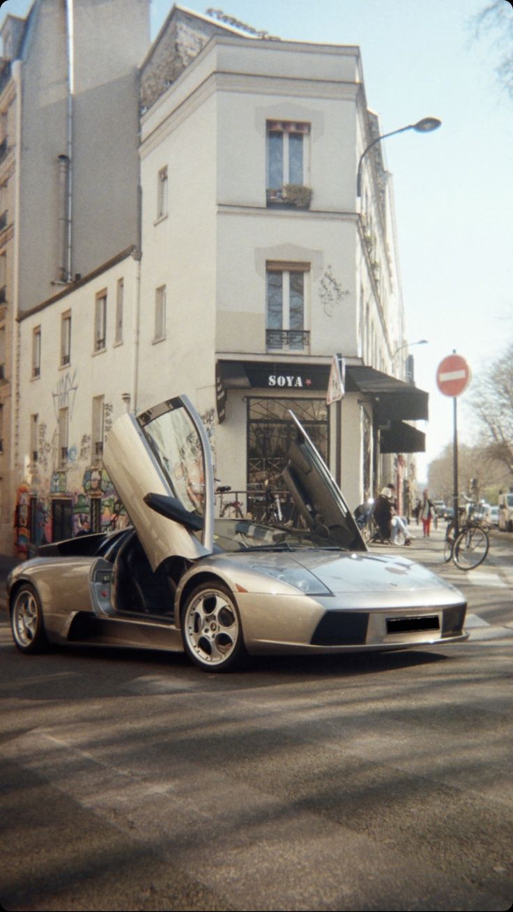Silver Lamborghini Veneno Parked